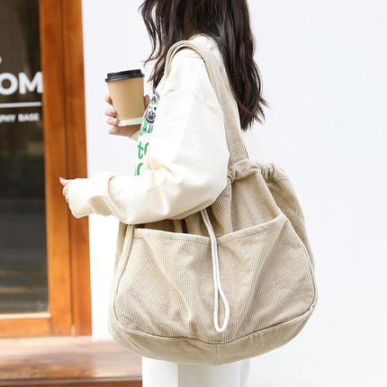 Sac à bandoulière multi-poches tendance en velours côtelé pour femme