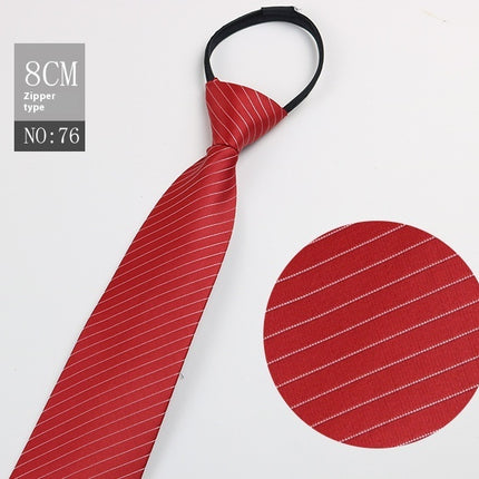 Black Men's Striped Blue Business Lazy Zip Tie