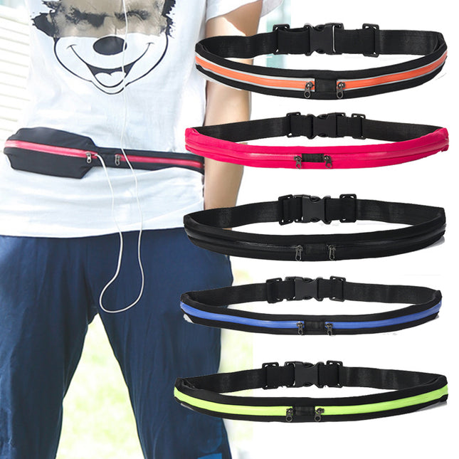 Sac banane de sport avec doubles poches, ceinture de téléphone mince à fermeture éclair pour activités de plein air