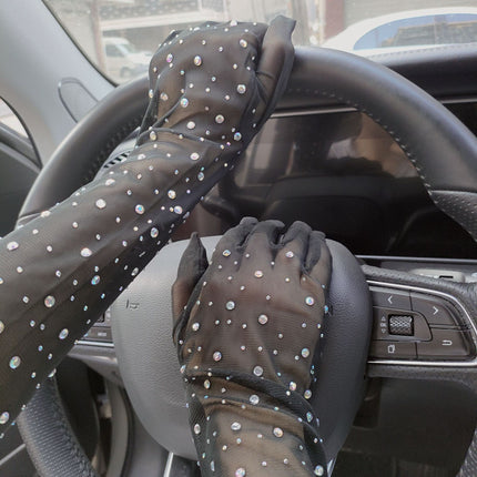 Robe d'Halloween Cosplay Gants en maille de dentelle strass