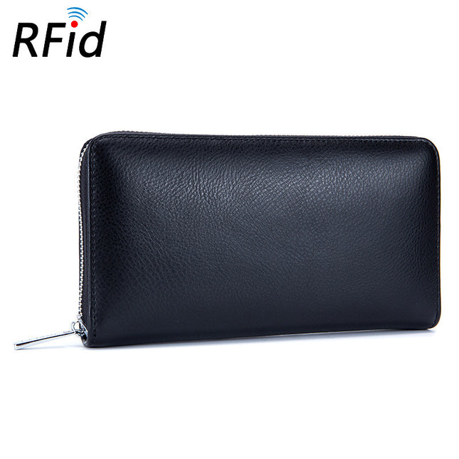 Men's RFID Genuine Cow Leather Wallet with 36 Card Slots, Long