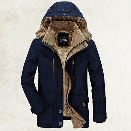 Veste épaisse en coton à capuche multi-poches pour homme
