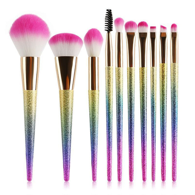 10-Piece 3D Pink Crystal Makeup Brush Set