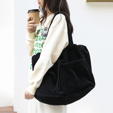 Sac à bandoulière multi-poches tendance en velours côtelé pour femme