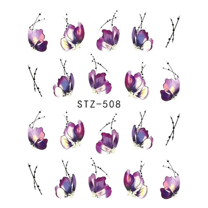 1pcs Nail Sticker Butterfly Flower Water Transfer Decal