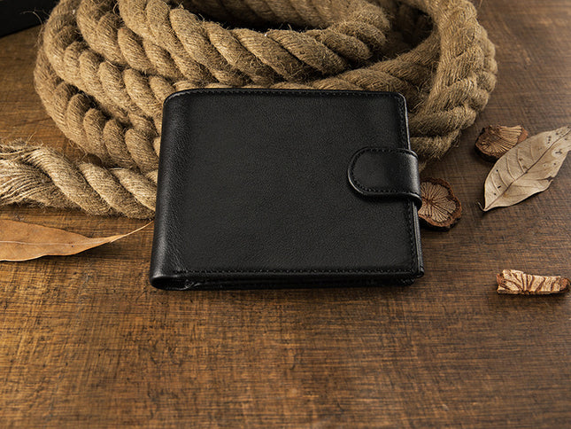 Compact Men's Leather Wallet with Multi-functional Design