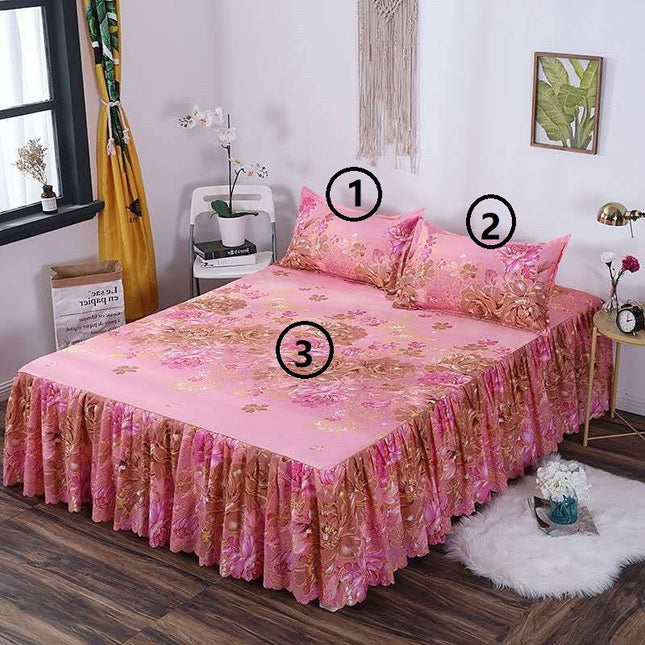 3-Piece Woolly Bedspread Bed Set with matching pillowcases on a styled bed.