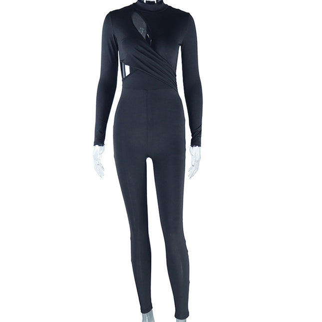 Round Neck Pullover Long Sleeve Tight Jumpsuit