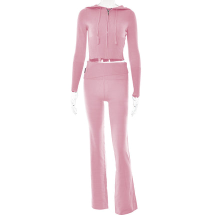 Ensemble pull à manches longues et pantalon long taille haute