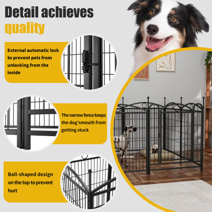 Clôture métallique pour chien de 32 pouces à 8 panneaux