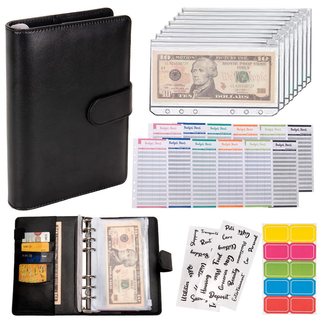 Macaron Loose-leaf Leather Notebook with Zipper Wallet &amp; Bill Storage