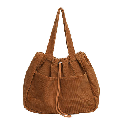 Sac à bandoulière multi-poches tendance en velours côtelé pour femme
