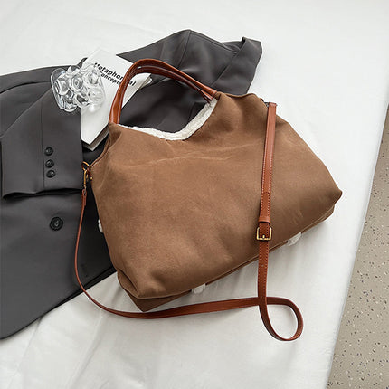 Lot de 2 sacs à main en daim de grande capacité pour femme en peluche pour l'hiver