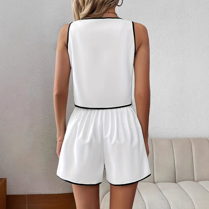 Vêtements pour femmes européennes et américaines, ensemble short et gilet décontracté d'été