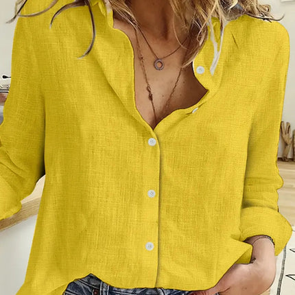 Long Sleeve Linen Button-Up Shirt