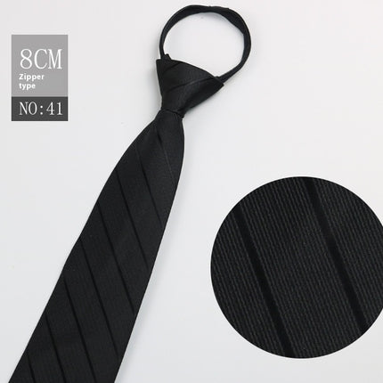Black Men's Striped Blue Business Lazy Zip Tie