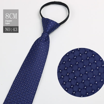 Black Men's Striped Blue Business Lazy Zip Tie