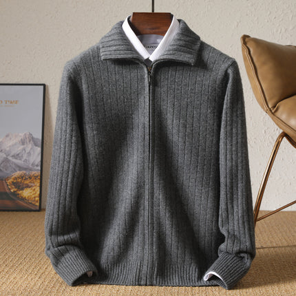 Pull zippé en laine pour homme