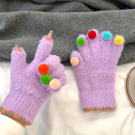 Gants de cyclisme coréens pour étudiantes à écran tactile avec doigts ouverts