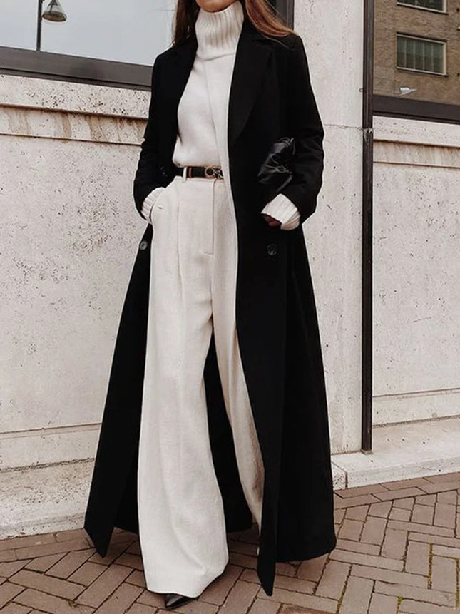 &nbsp;Leisure Long Pure Color Woolen Coat
