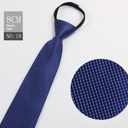 Black Men's Striped Blue Business Lazy Zip Tie