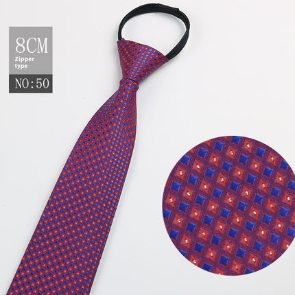 Black Men's Striped Blue Business Lazy Zip Tie