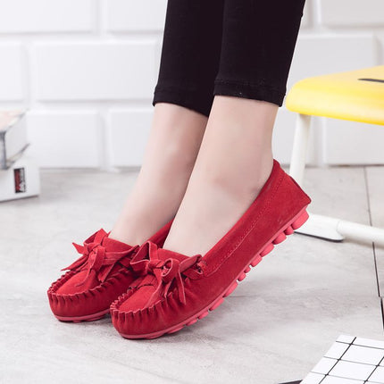 Casual Leather Bow Flats with Tassels