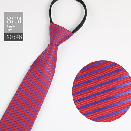 Black Men's Striped Blue Business Lazy Zip Tie