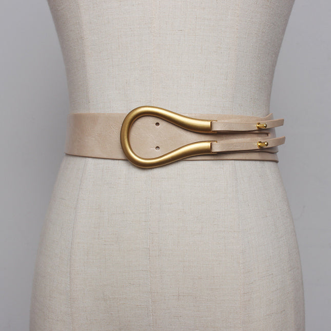 Belt Women's Skirt Metal Buckle U-shaped Belt Decorative Windbreaker Outer Wear Pant Belt