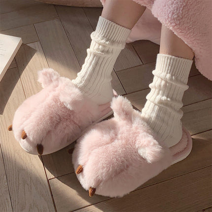 Women's Cute Cat Paw Cotton Slippers for Winter