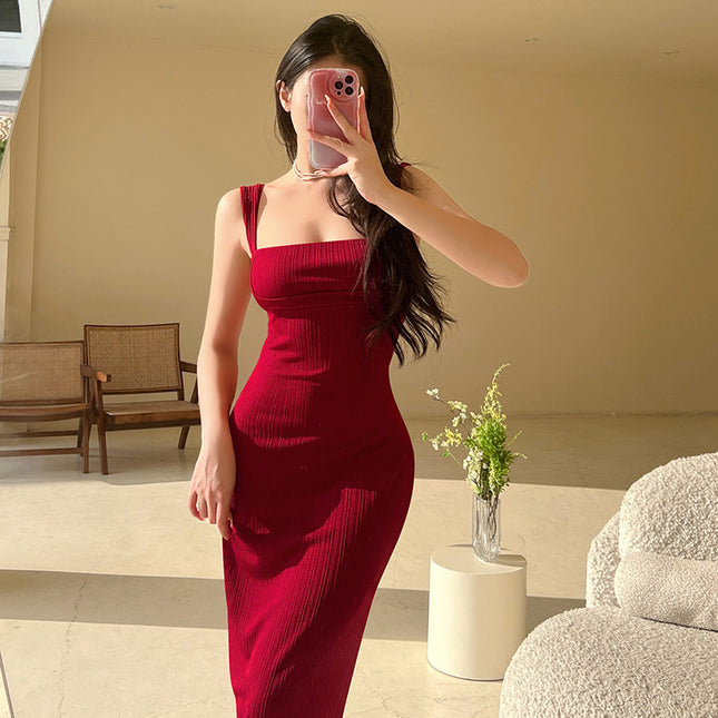 Slim-fit Red Christmas Dress