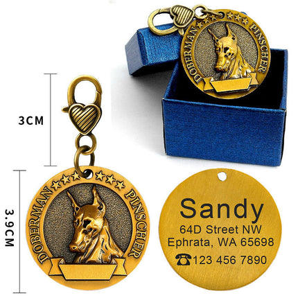 Médaille d'identification pour chien gravée en métal personnalisée Carte d'identité anti-perte