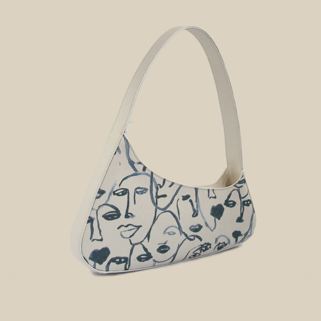 Sac à bandoulière en toile vintage - Blanc, bandoulière simple, style décontracté