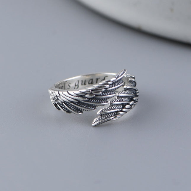 Silver Feather Wings Ring