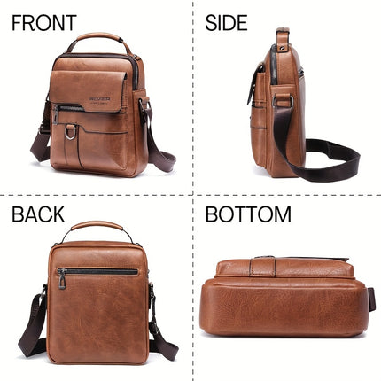 Sac messager à bandoulière en cuir PU pour homme avec porte-cartes