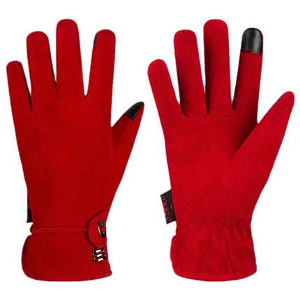 Gants en cuir véritable automne-hiver chauds et épais antidérapants pour écran tactile