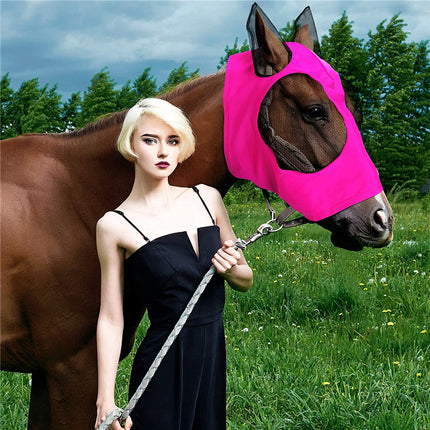 Masque anti-mouches en lycra avec oreilles pour chevaux