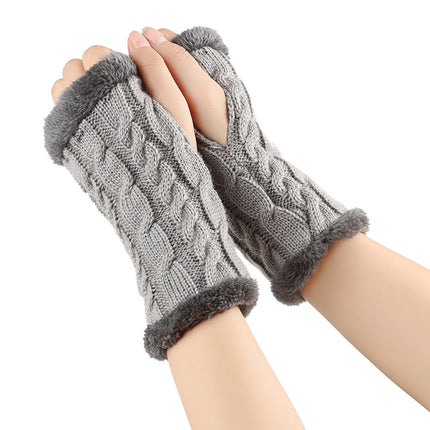 Gants moelleux doublés de polaire, tricotés torsadés, fuites de doigts