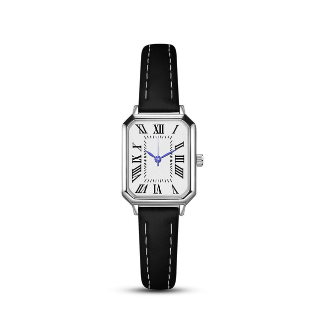 Montre à quartz pour femme avec bracelet fin et chiffres romains