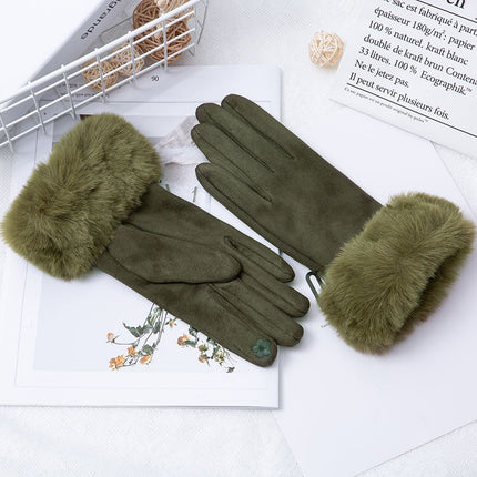 Gants thermiques en daim épais doublés de polaire pour écran tactile