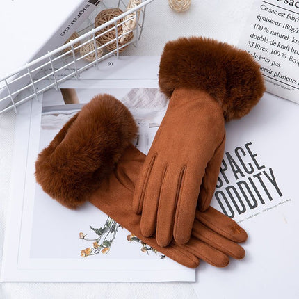Gants thermiques en daim épais doublés de polaire pour écran tactile
