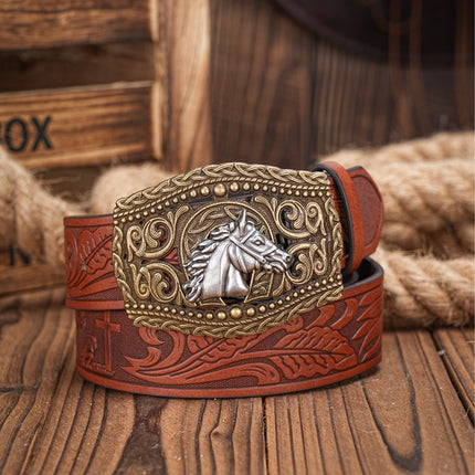 Ceinture de personnalité en denim rétro sculptée de style western