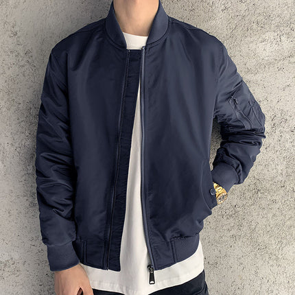Men's Solid Color Casual Baseball Jacket
