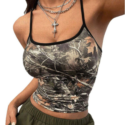 Fashion Camouflage Print Short Top