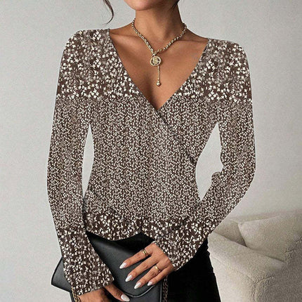 Women's V-neck Long Sleeve T-shirt