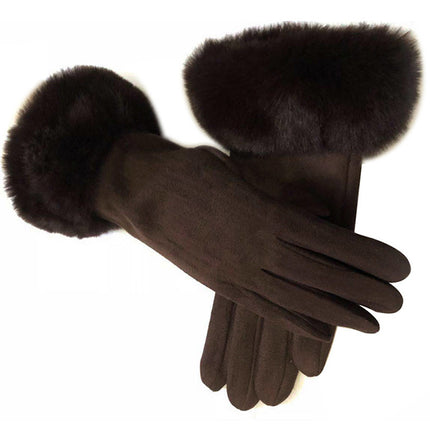Gants thermiques en daim épais doublés de polaire pour écran tactile