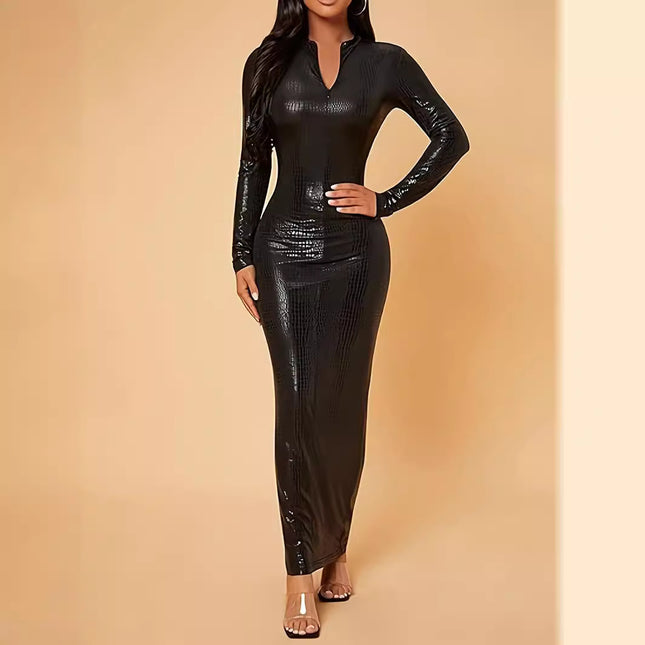 Elastic Long Sleeve Dress