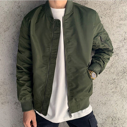 Men's Solid Color Casual Baseball Jacket