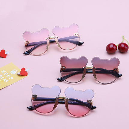 Lunettes de soleil pour enfants avec oreilles de chat, forme sans cadre