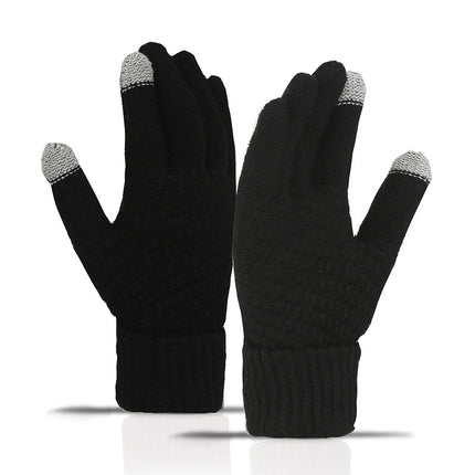 Gants de cyclisme tricotés chauds doublés en polaire, coupe-vent et protection contre le froid